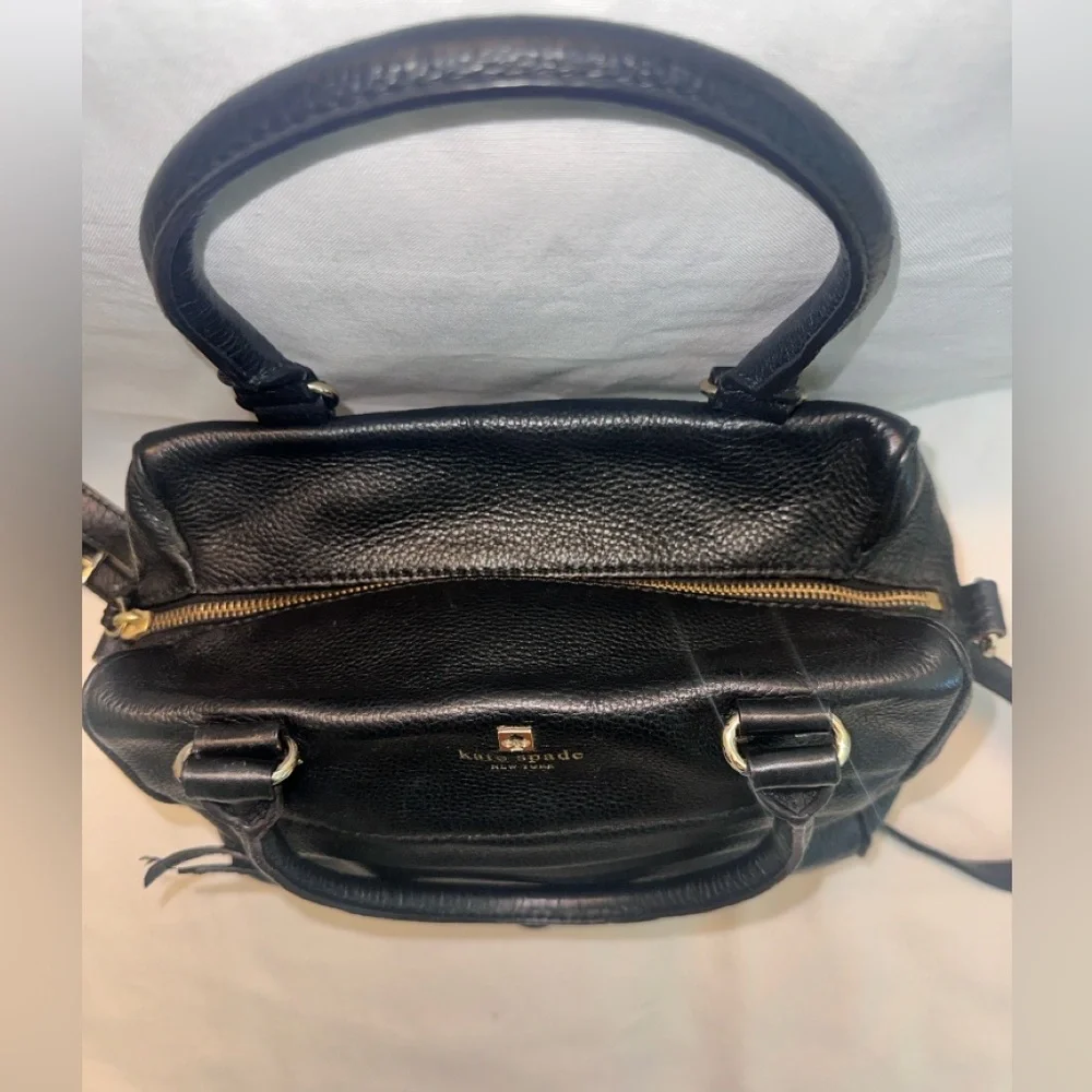 Kate Spade Pebbled Black Leather Satchel with Removal Strap - Picture 3 of 9
